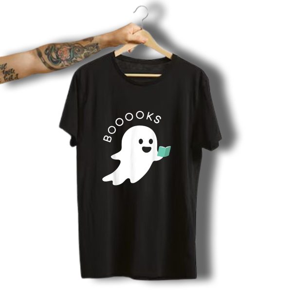 Booooks Ghost Reading Bookworm Halloween Party Teacher T Shirt t shirt 1