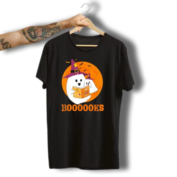 Booooks Halloween Magic Ghosts Reading In Witch Hats T Shirt t shirt 1