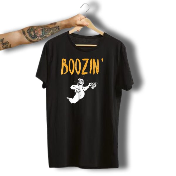 Boozin Ghost Wine Drinking Funny Halloween T Shirt t shirt 1 1