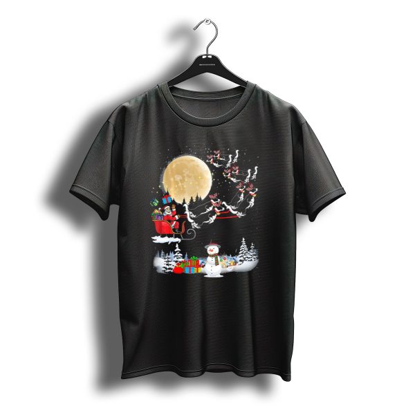 Border Collie Christmas Santas Sleigh With Presents And Snowman Scene T Shirt t shirt 1