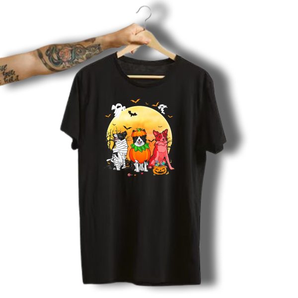Border Collie Dog Halloween Mummy Pumpkin Devil Scene T Shirt t shirt 1