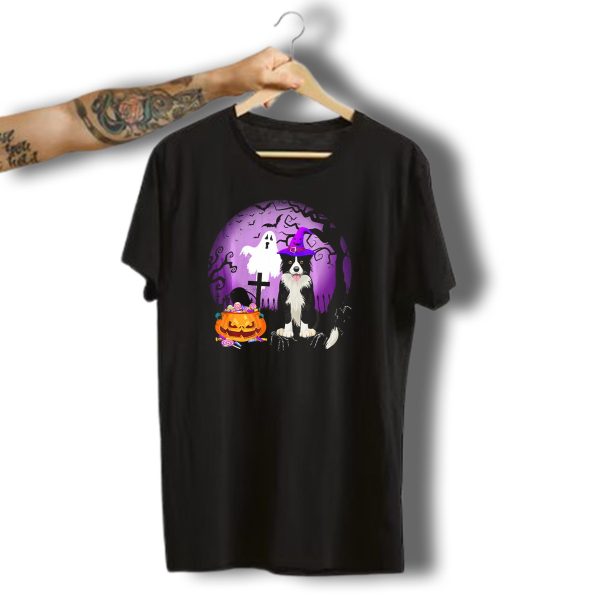 Border Collie Dog Halloween Pumpkin Candy Ghost Moon T Shirt t shirt 1