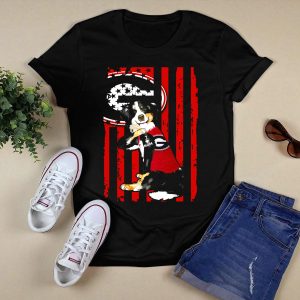 Border Collie I Mom Georgia Bulldogs Stripes T Shirt