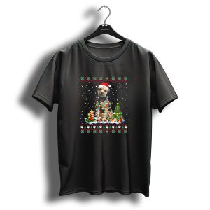 Border Terrier Christmas Lights Santa Hat And Snowflakes T Shirt
