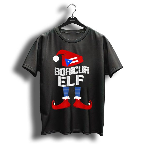 Boricua Elf Puerto Rican Flag Christmas Hat Red Shoes Striped Socks T Shirt 1 t shirt 1