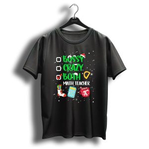 Bossy Crazy Both Math Teacher Christmas Icons Pi Symbol Festive Fun T-Shirt