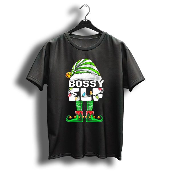 Bossy Elf Christmas Family Matching With Hat And Lights T Shirt 1 t shirt 1