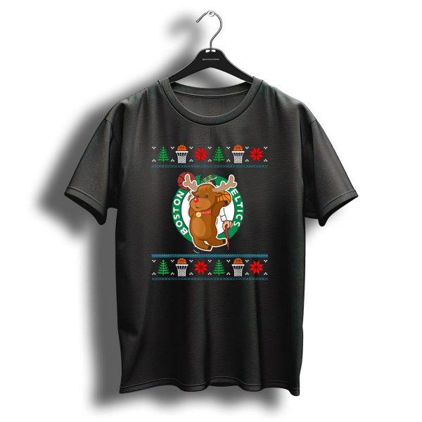 Boston Celtics Reindeer Ugly Christmas Basketball T Shirt 1 t shirt 1
