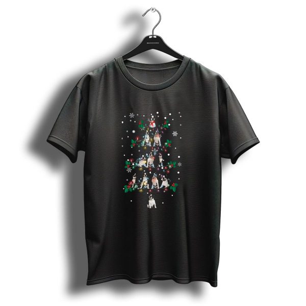 Boston Terrier Christmas Tree With Lights And Snowflakes T Shirt 1 t shirt 1