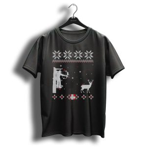 Bow Hunter Ugly Christmas Sweater Deer Crossbow Snowflake T Shirt