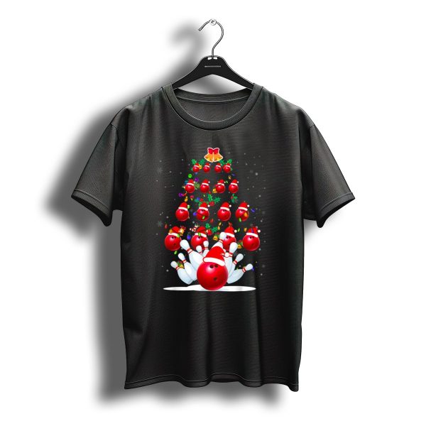 Bowling Balls Santa Hats Christmas Tree Holiday Lights Snowflakes T Shirt t shirt 1