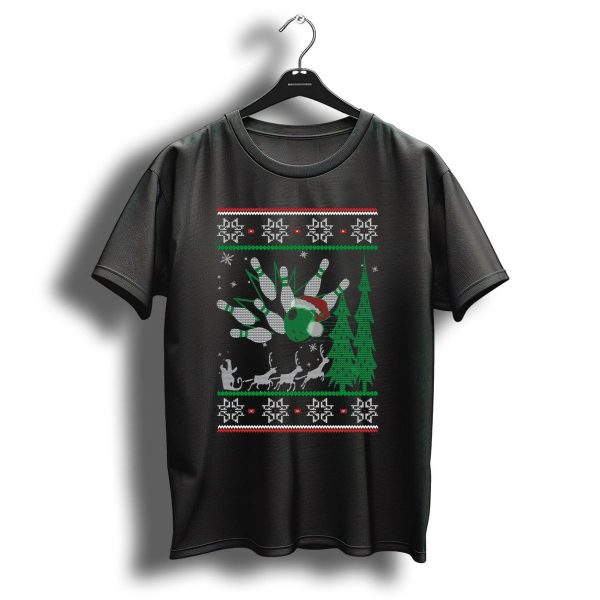 Bowling Christmas Reindeer Santas Sleigh Bowling Ball Santa Hat T Shirt 1 t shirt 1