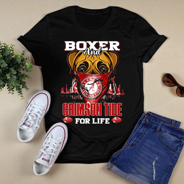Boxer And Alabama Crimson Tide For Life T Shirt Style 1 Black 1
