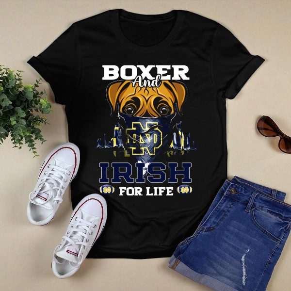 Boxer And Irish For Life Notre Dame Fighting Irish ND T Shirt Black 1
