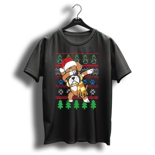 Boxer Dabbing Santa Hat Christmas Uglystyle T Shirt 1 t shirt 1