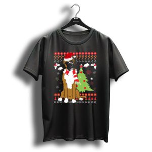 Boxer Dog Christmas Tree Ugly Christmas Holiday Boxer T-Shirt