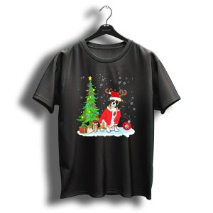 Boxer Dog Father Christmas Tree Gifts Reindeer Antlers T-Shirt