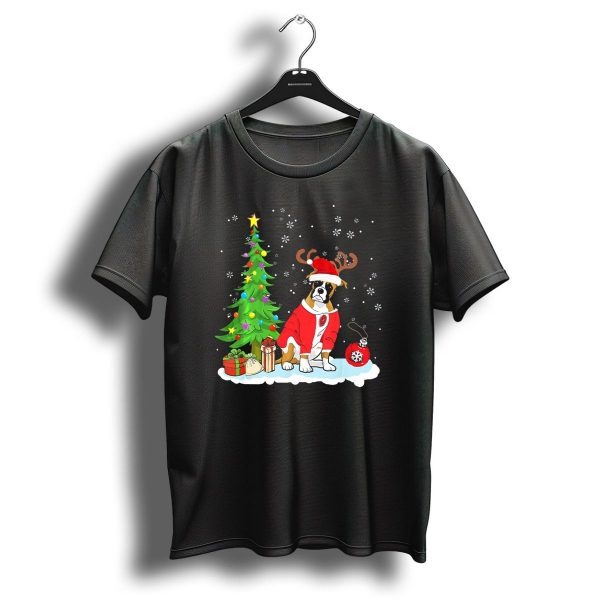 Boxer Dog Father Christmas Tree Gifts Reindeer Antlers T Shirt 1 t shirt 1