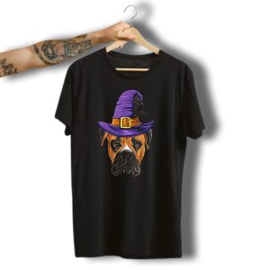 Boxer Dog Witch Hat Halloween T-Shirt