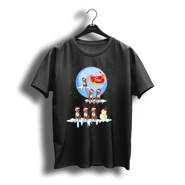 Boxer Dogs Pulling Santas Sleigh In Christmas Scene T Shirt t shirt 1