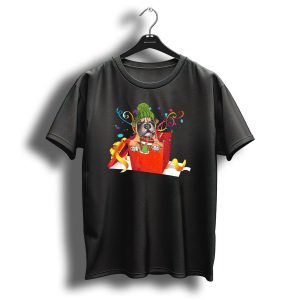 Boxer Puppy With Santa Hat In Christmas Gift Box T Shirt