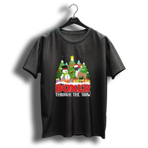 Boxer Through The Snow Xmas Christmas Boxer Dog T-Shirt