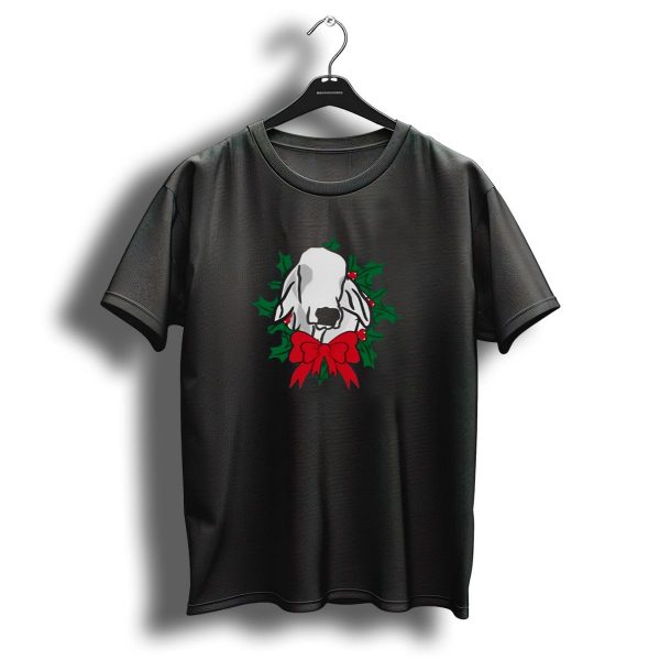 Brahman Cow Head With Festive Christmas Wreath And Bow T Shirt 1 t shirt 1