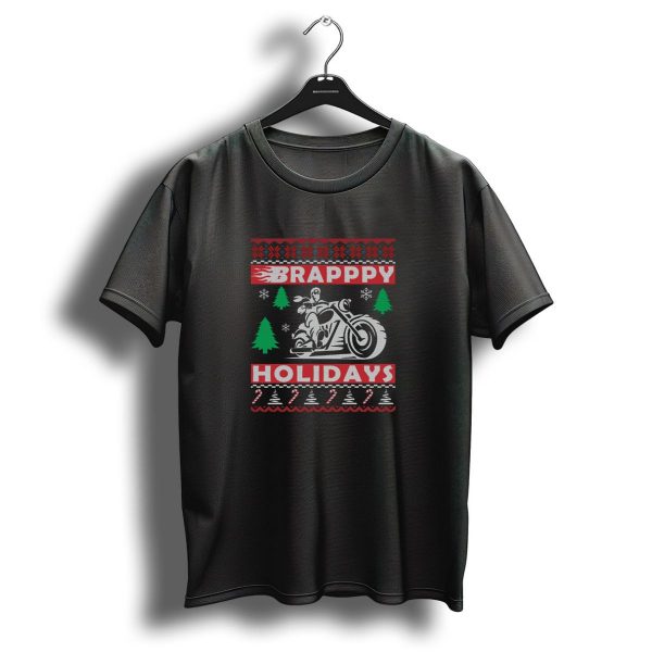 Brapppy Holidays Funny Christmas Motorcycle Ugly Sweater Style Holiday Motocross T Shirt 1 t shirt 1