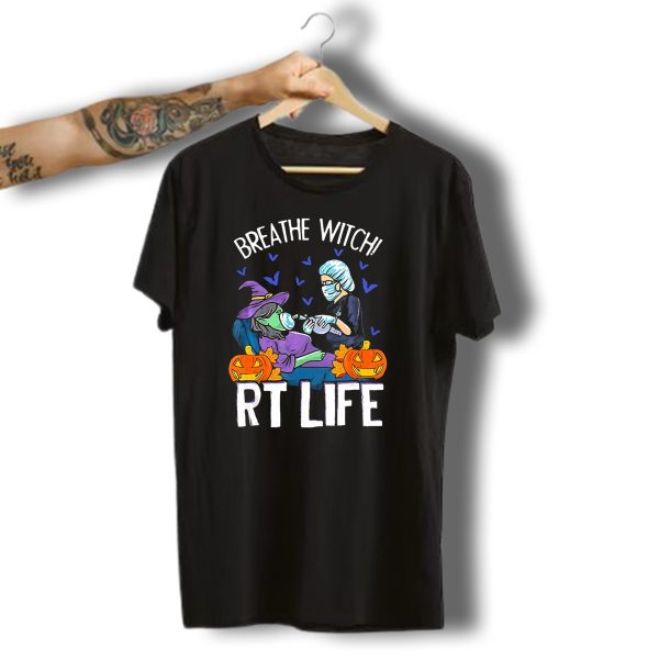 Breathe Witch Rt Life Halloween Respiratory Therapist T Shirt 1 t shirt 1