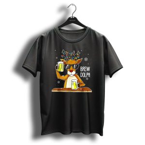 Brewdolph Christmas Reindeer With Beers And Lights T Shirt