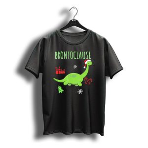 Brontoclause Christmas Dinosaur With Santa Hat And Holiday Gifts T-Shirt
