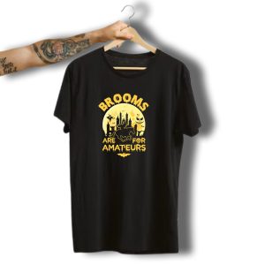 Brooms Are For Amateurs Witch On Horseback Halloween Full Moon T-Shirt