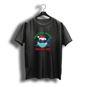 Brother Shark Ho Ho Ho Santa Mask Sunglasses Christmas Lights T-Shirt