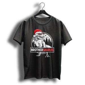 Brothersaurus Dinosaur Christmas Santa Hat Snowflakes Family Tees18 T Shirt