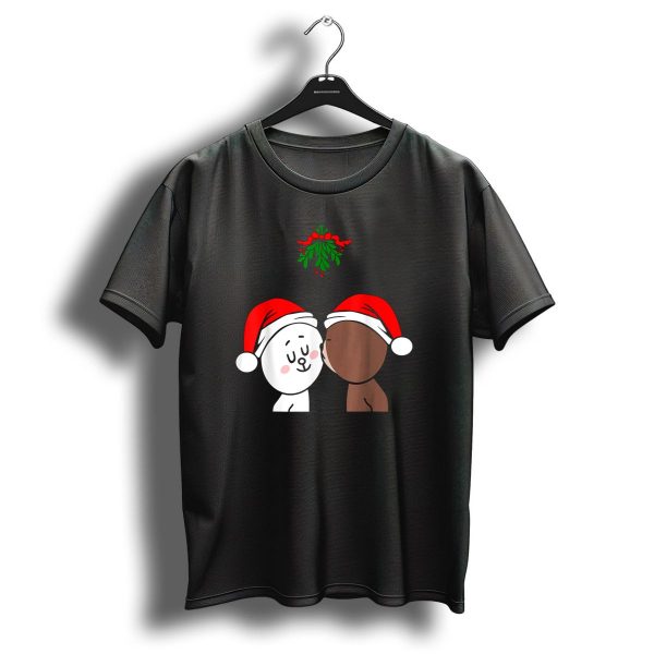 Brown Bear Cony Bunny Rabbit Christmas Santa Hats Kiss Under Mistletoe T Shirt 1 t shirt 1