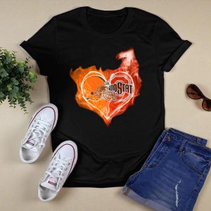 Browns Ohio State Buckeyes Flaming Heart T Shirt