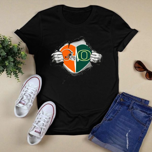 Browns Oregon Ducks Heart T Shirt 1