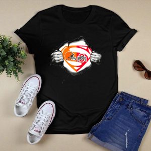 Browns Superman Ohio State Buckeyes Logo Tear T Shirt