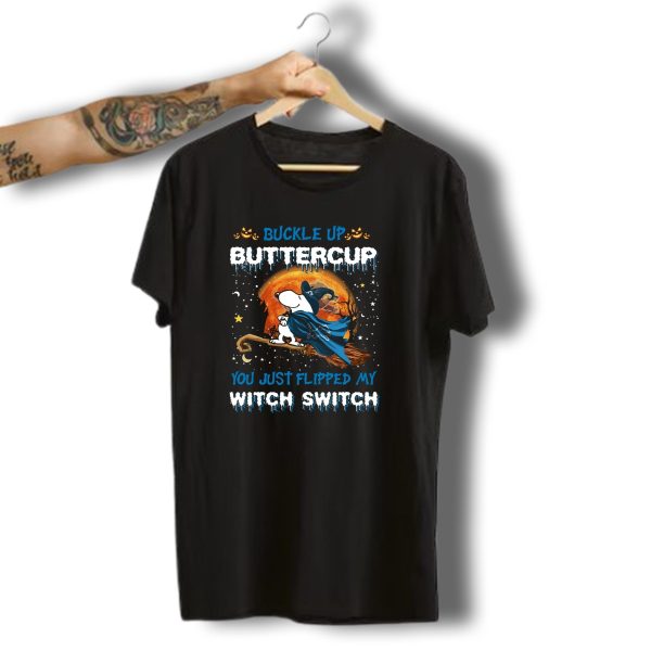 Buckle Up Buttercup You Just Flipped My Witch Switch Detroit Lions Snoopy Halloween T Shirt 1 t shirt 1
