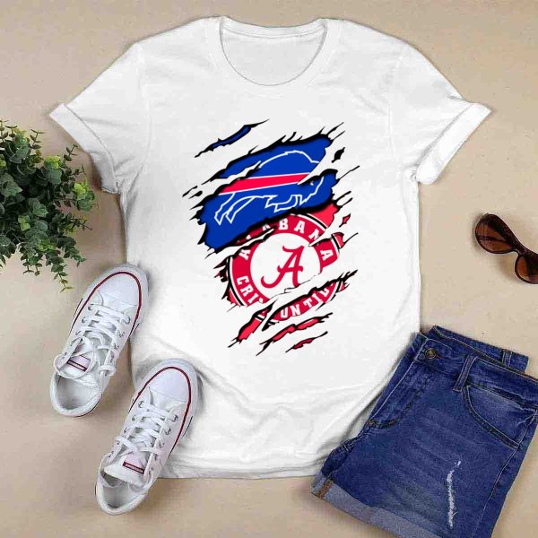 Buffalo Bills Alabama Crimson Tide Crossover T Shirt Style 1 0