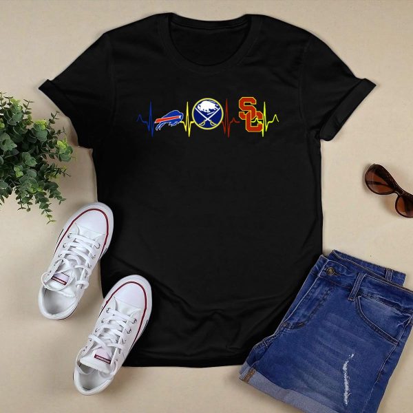 Buffalo Bills Buffalo Sabres Usc Trojans Heartbeat T Shirt 1 1