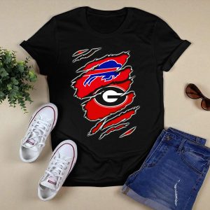 Buffalo Bills Georgia Bulldogs Claw Marks Fan Mashup Logo Emblem T Shirt