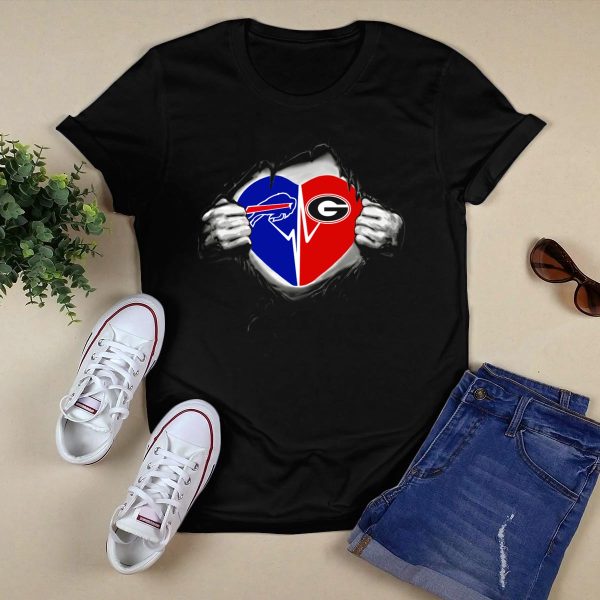 Buffalo Bills Georgia Bulldogs Heart T Shirt 1