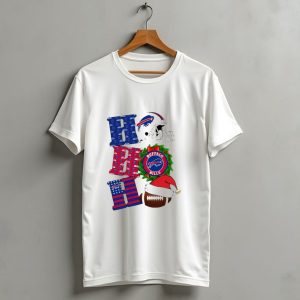 Buffalo Bills Helmet Wreath Football Santa Hat Ho Ho Ho Merry Christmas T Shirt