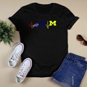 Buffalo Bills New York Yankees Michigan Wolverines Heartbeat T-Shirt