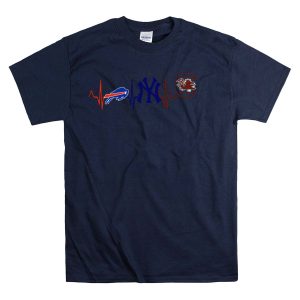 Buffalo Bills New York Yankees South Carolina Gamecocks Heartbeat T-Shirt
