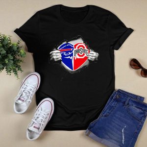 Buffalo Bills Ohio State Buckeyes Heart Logo Ripped T Shirt