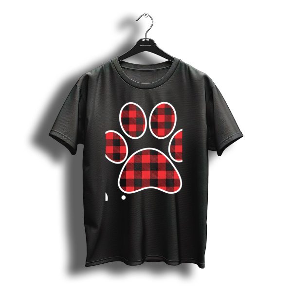 Buffalo Plaid Paw Print Christmas Hat Santa T Shirt t shirt 1