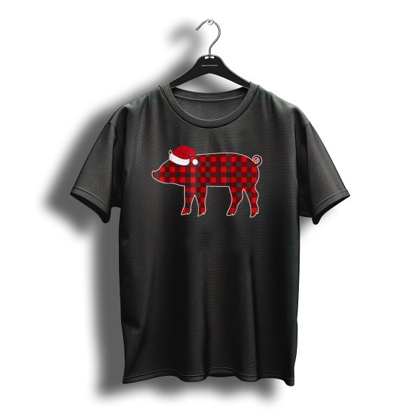Buffalo Plaid Pig With Santa Hat Christmas T Shirt t shirt 1