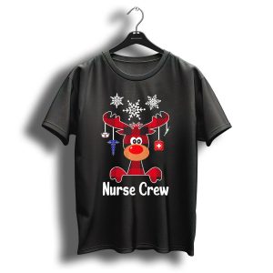 Buffalo Plaid Reindeer Nurse Crew Christmas Snowflakes T-Shirt